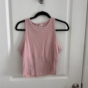PINK crop tank top with built in bra - XL